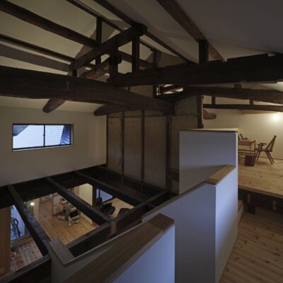 内観夕景　吹抜け：古民家改修